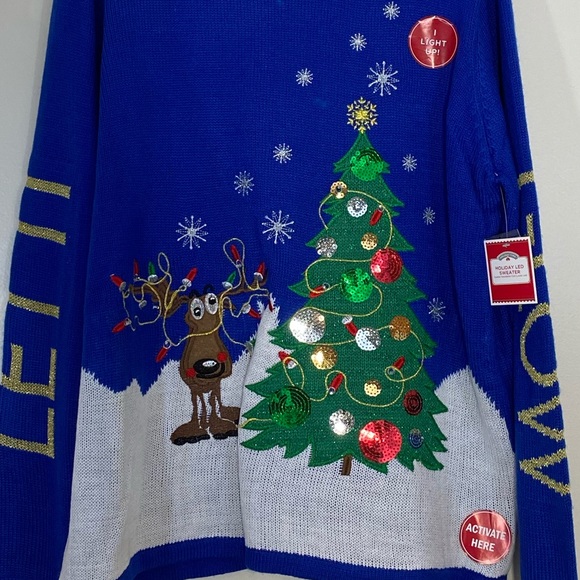 Holiday Time Light-up Led Let it Snow Ugly Sweater XXL - Picture 3 of 3